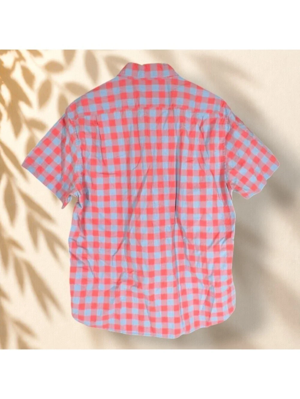 J. Crew Shirt Men L Large Blue Plaid Button Up Collared Short Sleeve Pockets